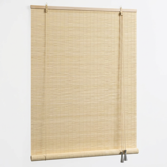 Bamboo Roller Blind Sun Protection Privacy Screen Side Pull Blind Light Filter Ventilation Blackout Blind for Window Door Patio
