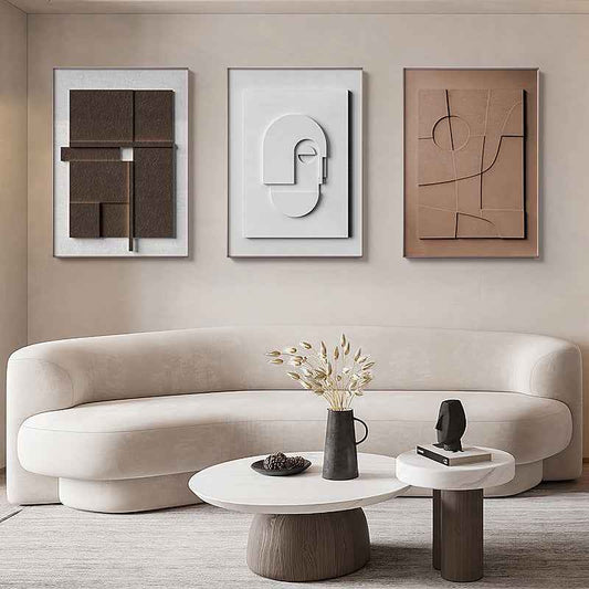 3D Abstract Canvas Wall Art – Geometric Morandi Statement Decor - Cosavia