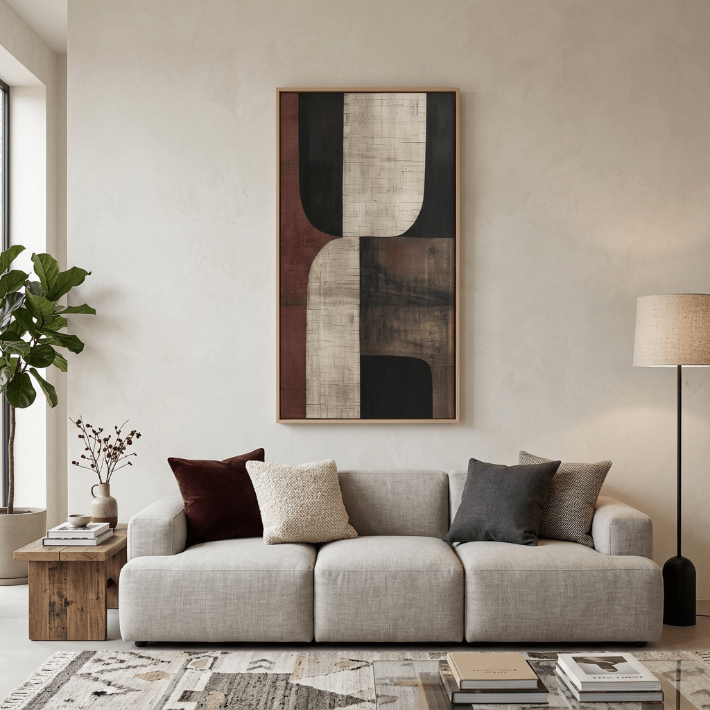 Large Abstract Canvas Wall Art – Neutral Wabi Sabi Wall Decor - Cosavia